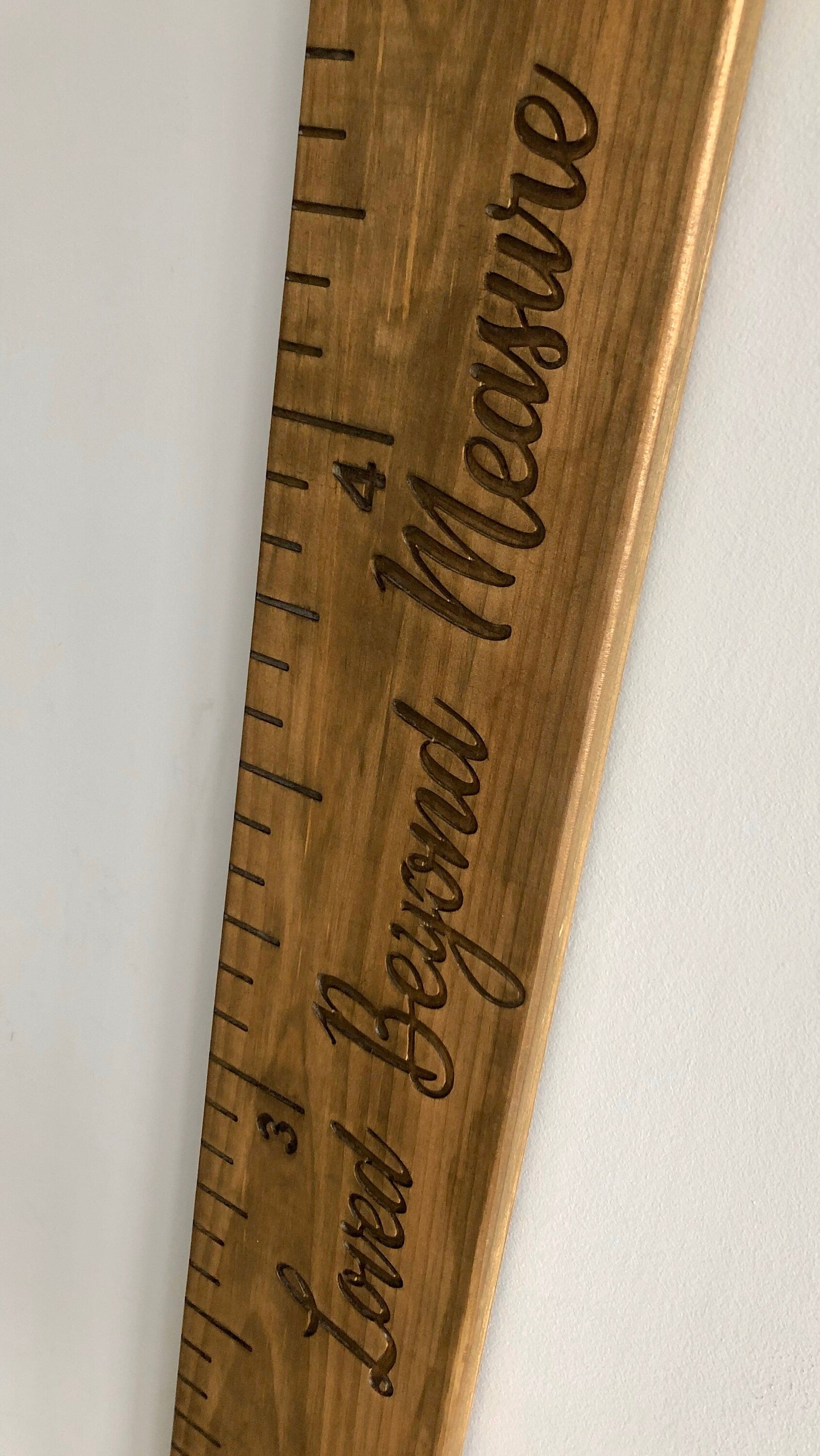 Loved Beyond Measure wooden growth ruler wood growth chart engraved name engraved numbers engraved lines