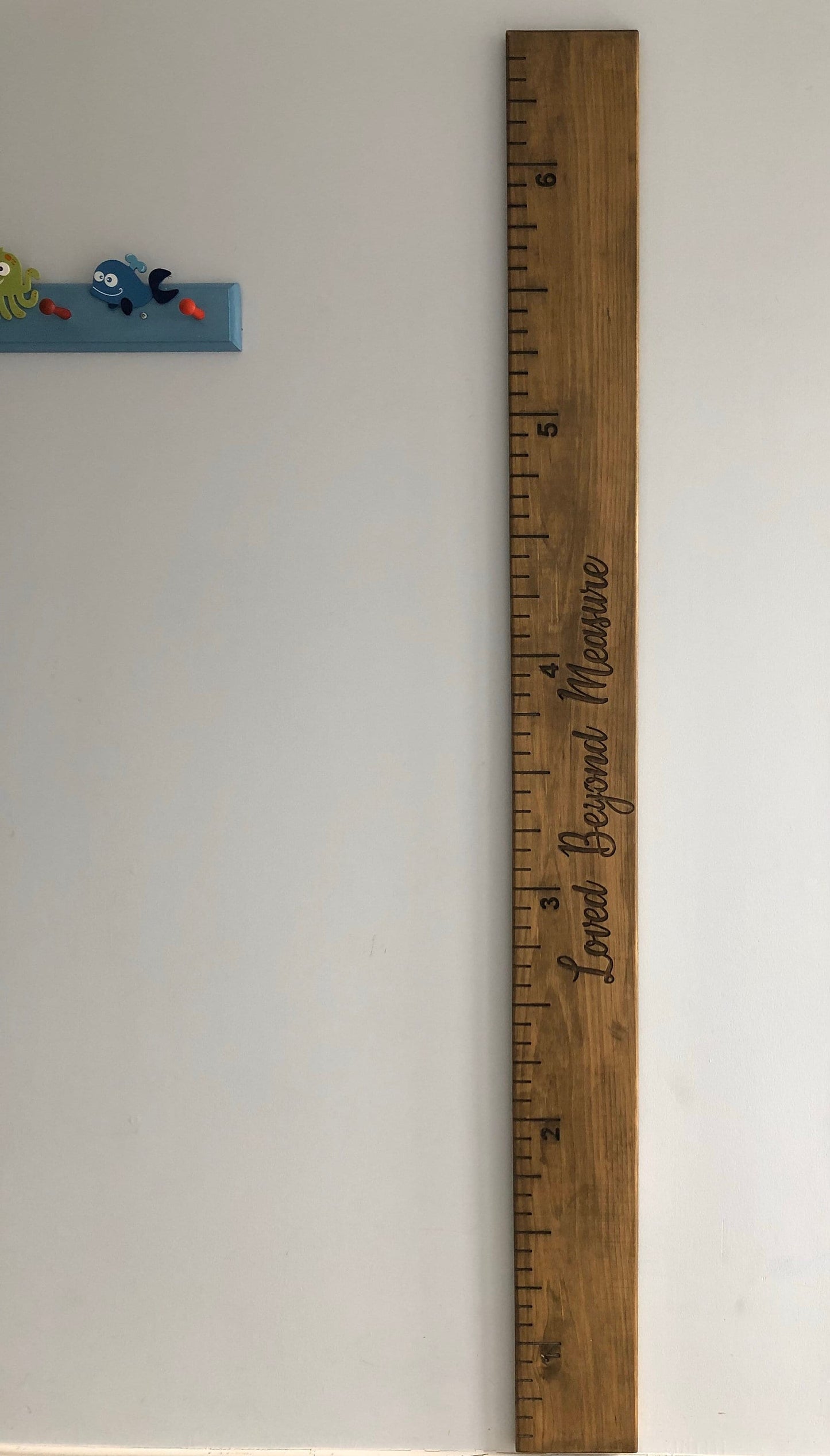 Loved Beyond Measure wooden growth ruler wood growth chart engraved name engraved numbers engraved lines