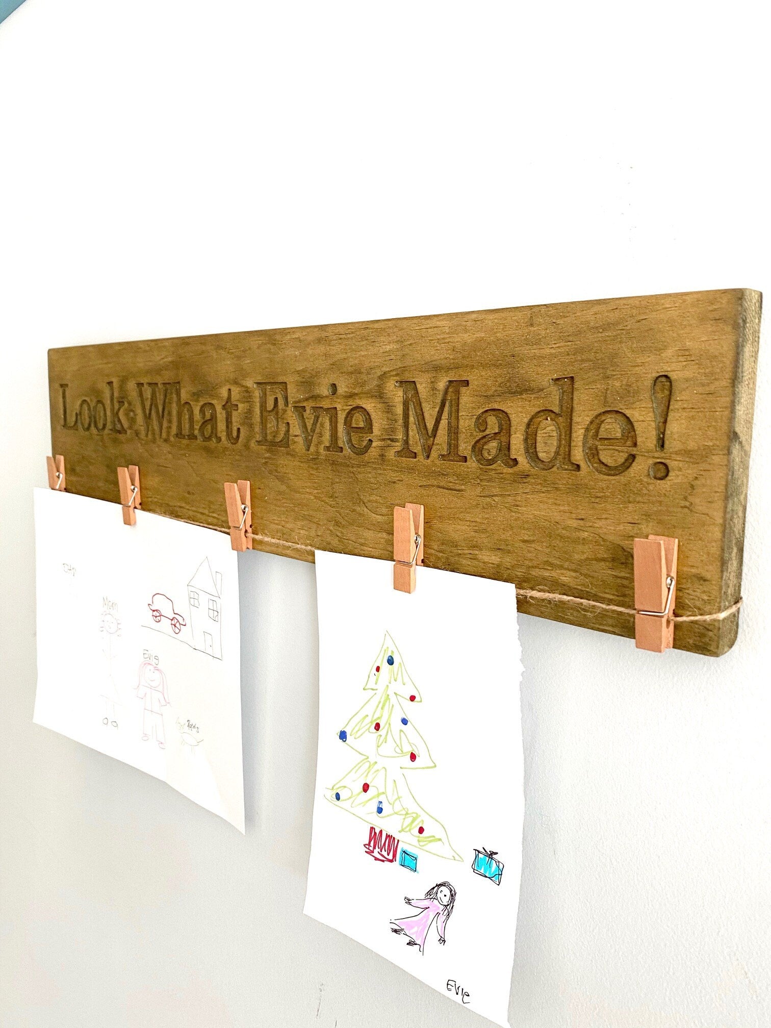 Look what I made sign, art display sign, kids artwork display, child art display, playroom wall art, wooden photo display, engraved