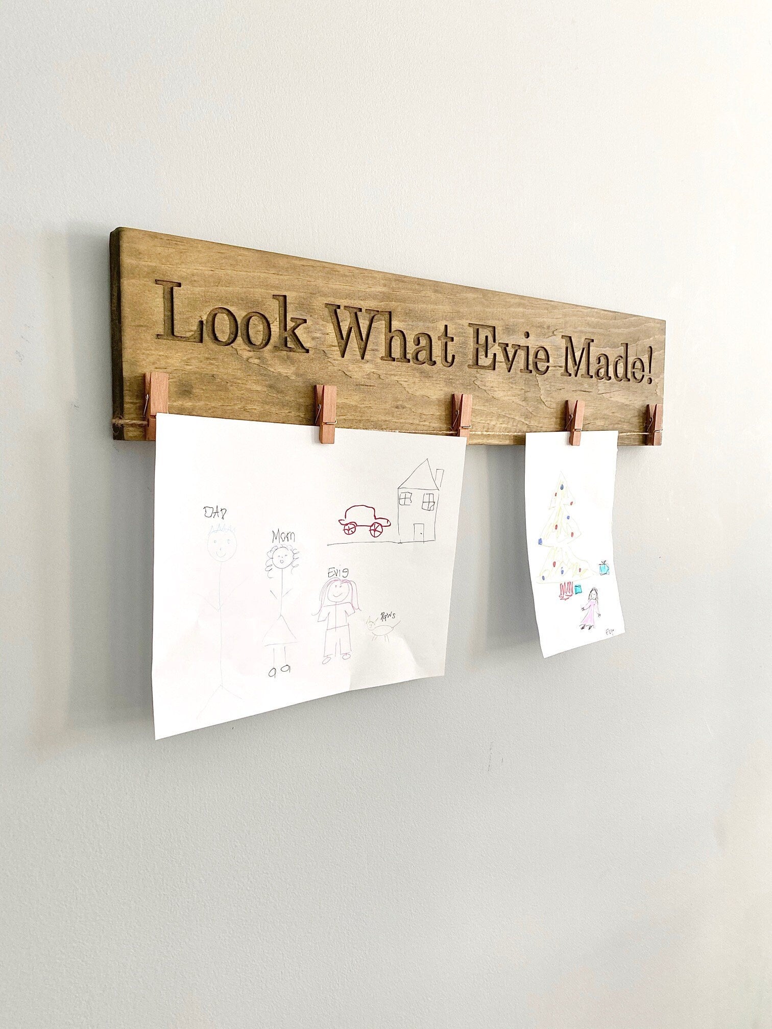 Look what I made sign, art display sign, kids artwork display, child art display, playroom wall art, wooden photo display, engraved